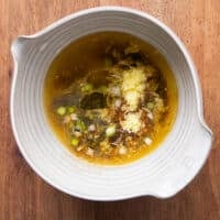 All ponzu sauce ingredients poured into one bowl