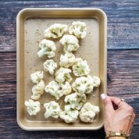 cauliflower florets in a board