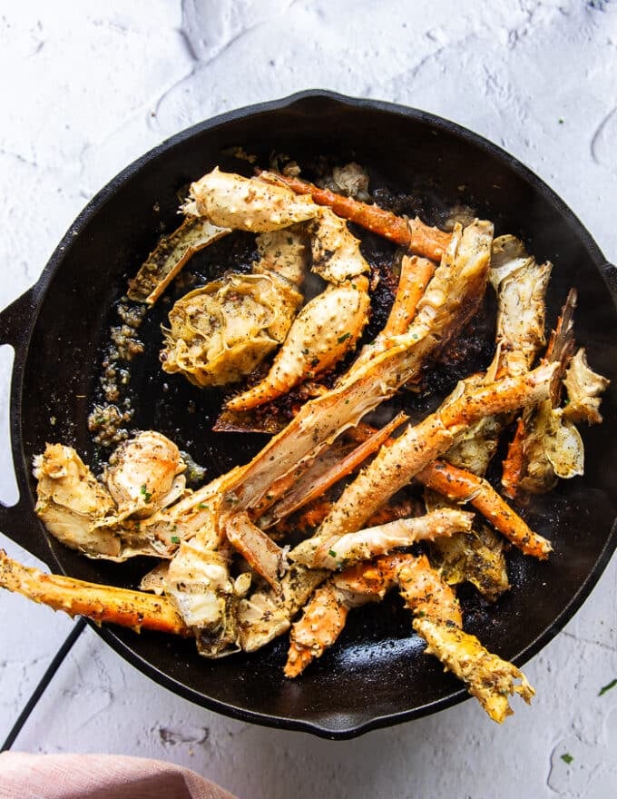 Cooked crab right out of the oven looking golden 