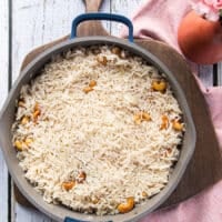 right after cooking, the pot is uncovered and the coconut rice is perfectly cooked