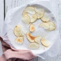 Microwave potato chips ready and golden