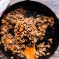The meat is perfectly cooked and brown, no longer pink in color so it's ready for sauce
