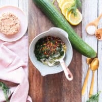 The salad ingredients all added in a bowl and mixed together