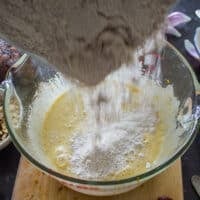 dry ingredients are added to the bowl