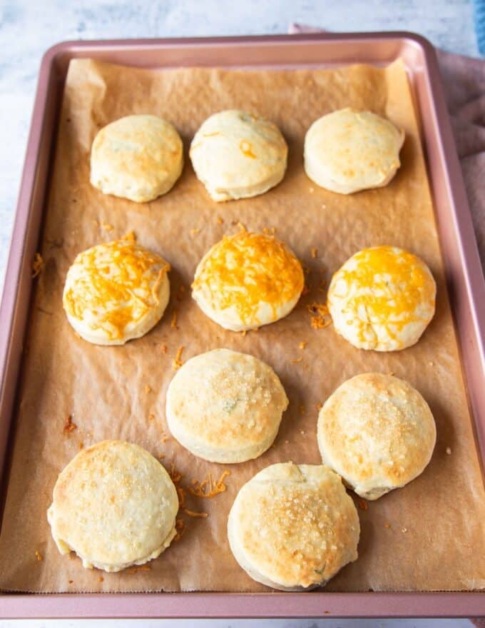 golden brown mayo biscuits out of the oven
