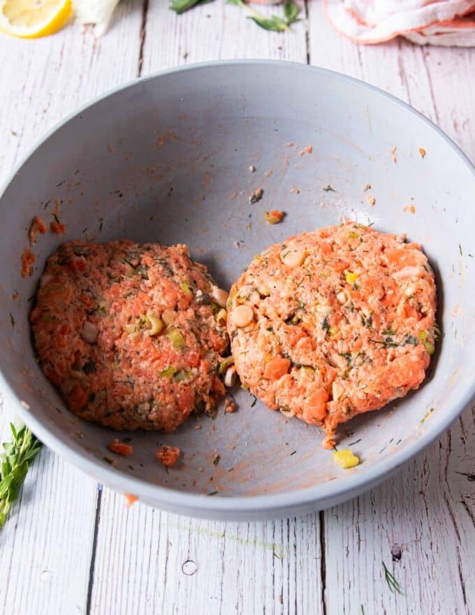 Salmon Patties formed 