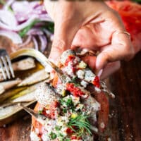 long pin for sardines on toast