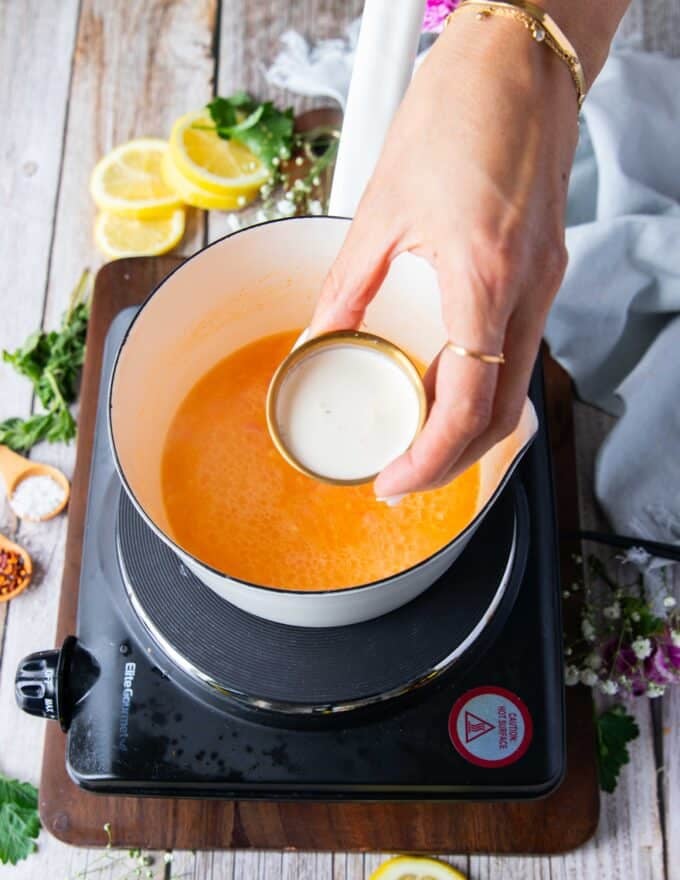 optionally adding the cream to beurre blanc