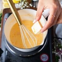 cold butter added to make beurre blanc sauce