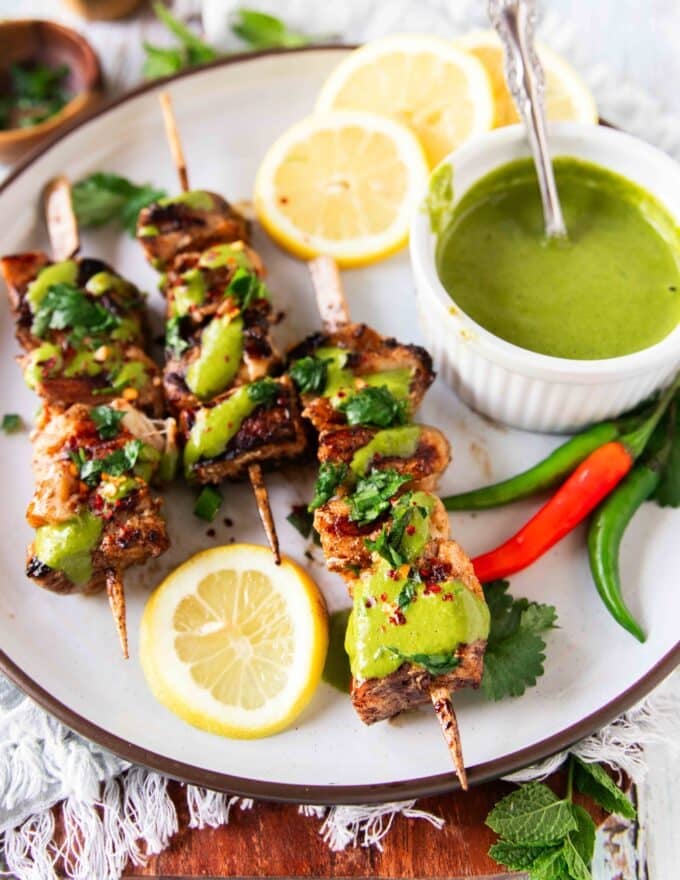 plated halibut recipe with chermoula sauce 