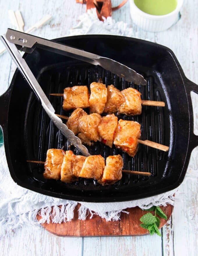 pan searing the halibut