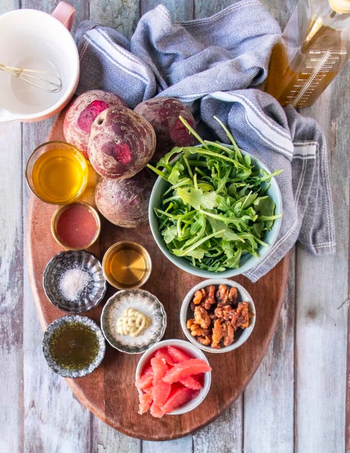 Ingredients to make beet carpaccio