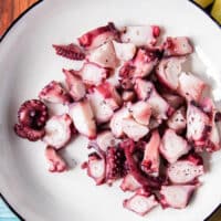 Perfectly cooked octopus on a plate