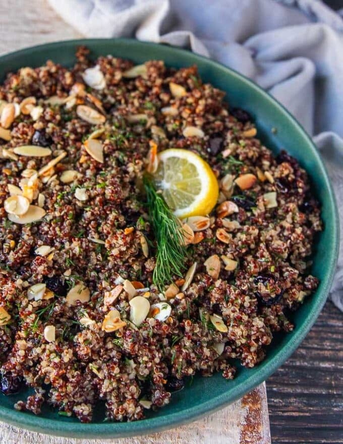 close up of a fluffy quinoa pilaf