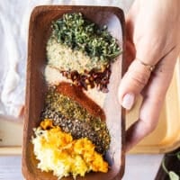 Seasoning and citrus zests in a bowl ready to flavor the turkey breast