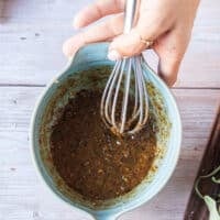 the seasonings and aromatics are mixed in a bowl with. melted butter to slather on the turkey breast before air frying