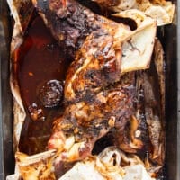 succulent out of the oven roast lamb shoulder with melt in your mouth lamb meat