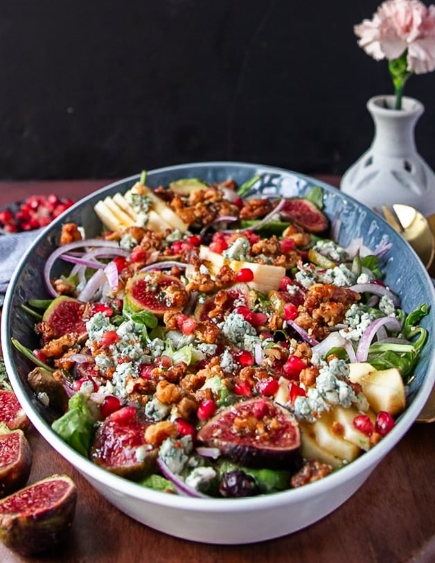 side view close up of the fresh figs salad