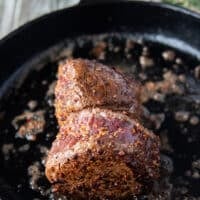 searing the sides of the thick filet mignon as well for maximum flavor