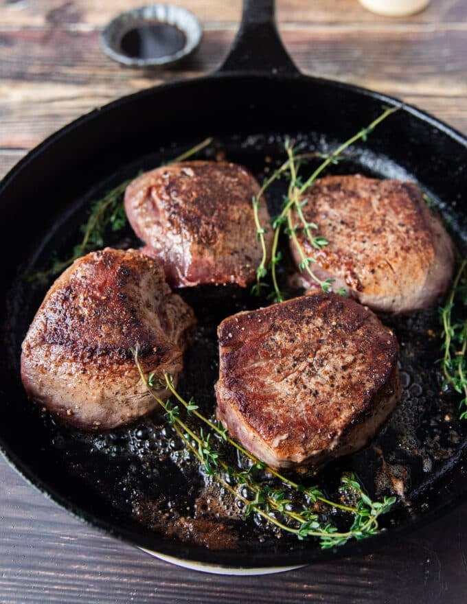 golden seared steak on all sides 