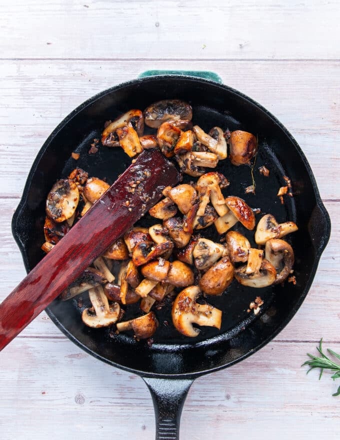 golden mushrooms ready to add aromatics