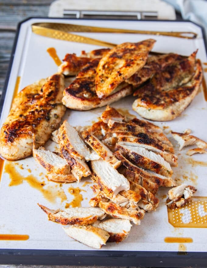 thinly sliced chicken ready to make chicken sliders now