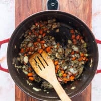 aromatics sautéed in the same dutch oven until soft and golden