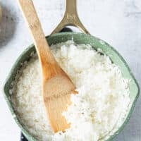 perfectly cooked sushi rice in the pot