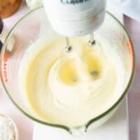 pale and light eggs and sugar beaten together until aerated