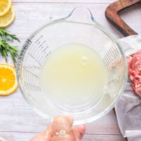 onion water in a bowl squeezed out