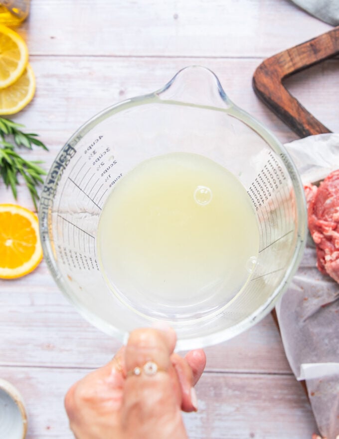 onion water in a bowl squeezed out 
