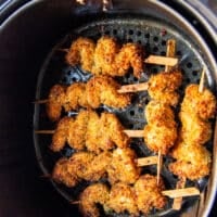 golden chicken spiedini in the air fryer perfectly cooked