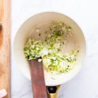 Starting with the base for crab bisque with butter, onion and celery
