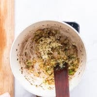 garlic is added to the pot