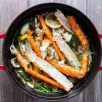 Crab shells added to the pot to make the crab stock