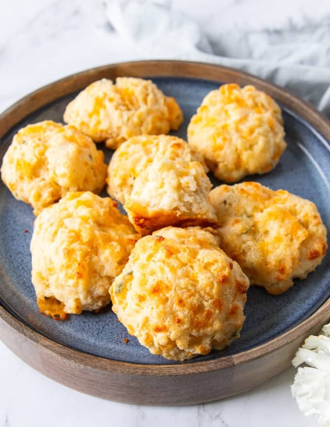 close up of one drop biscuit showing how golden and perfectly fluffy it is 