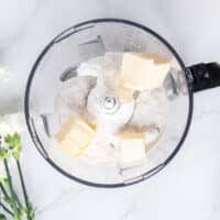 dry ingredients mixed in a food processor and ready for the butter