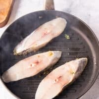 King mackerel steaks on the grill