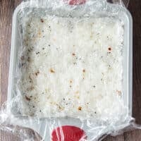 Sushi rice pressed into a mold