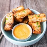 crispy rice squares with spicy mayo dip