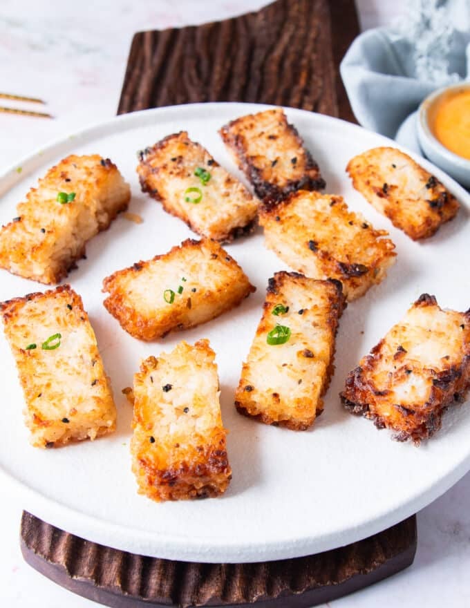 crispy rice prepared and ready on a large plate