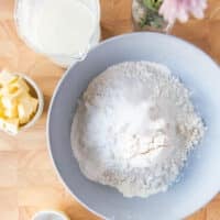 A bowl of the dry ingredients mixed together