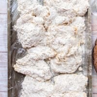 Chicken coated and ready to fry