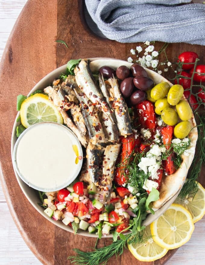 The perfect sardine bowl made using the same ingredients as the sardine sandwich