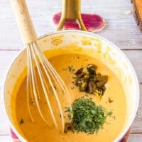 roasted poblanos and cilantro are now added to the queso