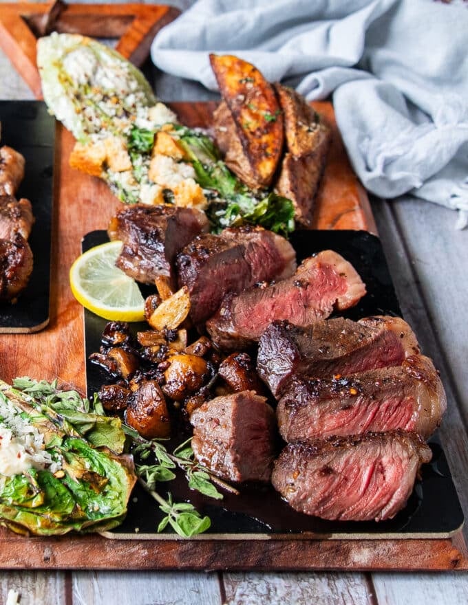 close up of perfectly cooked picanha steak 