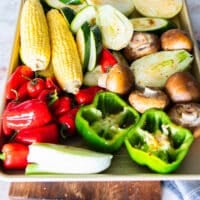 veggies all cut up and ready on a large tray